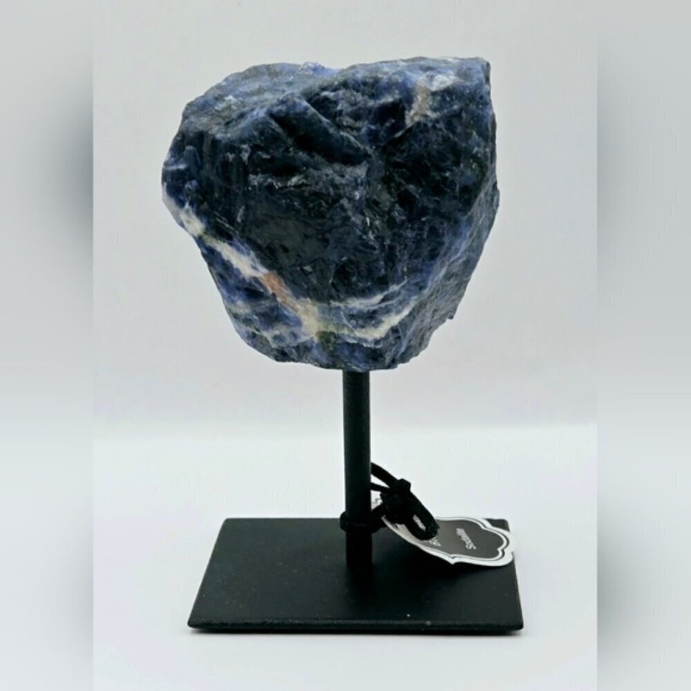 Raw Sodalite Crystal on Stand Brazil Blue Gemstone Mineral Home Decor 1 lb